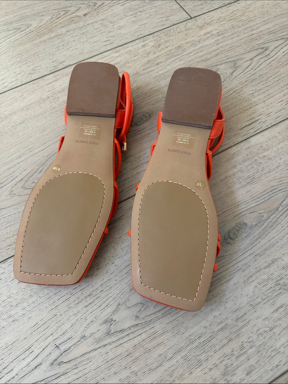 Vince Camuto Bright Orange Lace-Up Flat Sandals - Picture 4 of 4